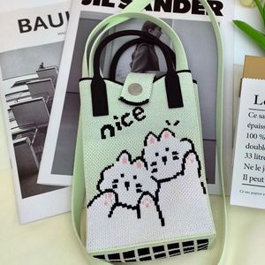 Bolso Mini Tote <span class=keywords><strong>de</strong></span> Punto con Diseño <span class=keywords><strong>de</strong></span> Gato <span class=keywords><strong>de</strong></span> Dibujos Animados y Patrón 'Nice', Bolso <span class=keywords><strong>de</strong></span> Mano con Asa <span class=keywords><strong>de</strong></span> Doble Color, Bolso <span class=keywords><strong>de</strong></span> Hombro Portátil para Teléfono OEM - Product Image 3