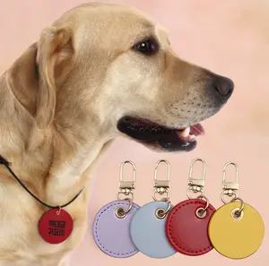 LLavero de cuero de PU de lujo personalizado etiquetas de nombre de identificación de perro mascota etiquetas de perro grabadas personalizadas para regalos