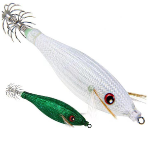 Leurre de pêche lumineux bois crevettes calmar gabarit crochet avec boîte leurres artificiels poulpe seiche crevettes eau salée appât dur - Product Image 1