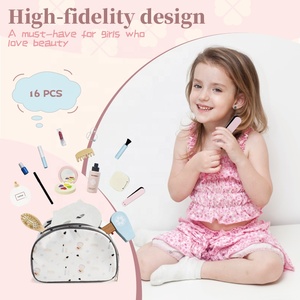 Ensemble de maquillage en bois pour filles, kit de <span class=keywords><strong>salon</strong></span> de beauté, jeu de rôle de princesse, jouets cosmétiques, sac de voyage, cadeau éducatif - Product Image 2