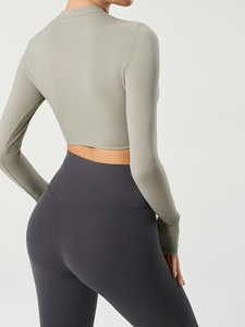 Magliette a Maniche Lunghe da <span class=keywords><strong>Donna</strong></span>, Top Crop per Uscite, T-Shirt Basic da Yoga a Compressione Aderenti - Product Image 6