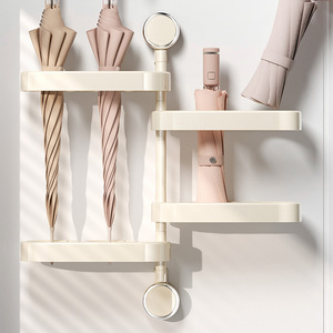 Umbrella Holder Wall Mounted No Drill Rotating Rack For Entryway Storage White Plastic 10 Umbrellas Capacity - Product Image 1