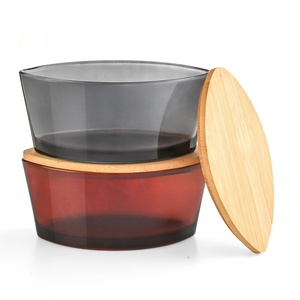 Envase de Vidrio Transparente Color Ámbar Gris de 770 ml en Forma de Barco para Velas, Frascos Vacíos al por Mayor para Fabricación de Velas con Tapa de Madera - Product Image 5