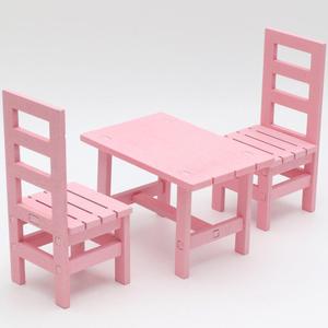 1:6 casa delle bambole in miniatura rosa tavolo da pranzo e sedie Set mobili per bambini per Accs cucina - Product Image 1