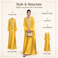 Abaya chic et élégante pour femmes, robe musulmane brodée à la main en polyester, longueur cheville, manches longues, pour les soirées d'hiver