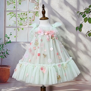green emerald velvet dress Fashion Strap Ruffle Mint Pink Multi-Color Floral Print V-Neck Summer Dress