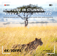 Caméra de surveillance de la faune 32MP 4K compatible solaire avec portée de détection PIR de 30m, image nocturne couleur, IP68 pour conditions météorologiques extrêmes