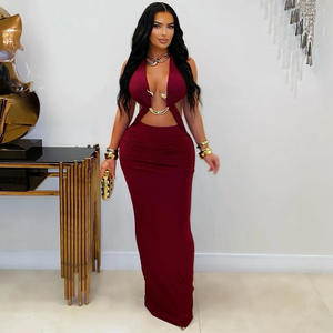 C7572 2026 Nuevo Vestido de Fiesta Sexy y Elegante para Mujer, Primavera-Verano, Color Sólido, con Cordones, Tipo Lápiz, de Cachemira, con Diamantes, Maxi Vestido - Product Image 4