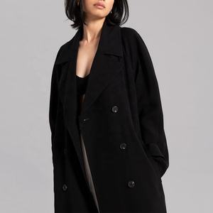 Cappotto <span class=keywords><strong>Classico</strong></span> Invernale da <span class=keywords><strong>Donna</strong></span> di Marca <span class=keywords><strong>Trench</strong></span> alla Moda Giacca a Doppio Petto Lunga Nera per <span class=keywords><strong>Donna</strong></span> - Product Image 5