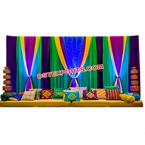 Mehndi Decoration with Moroccan Beds Designer <b>Wedding</b> Mehandi Stage Decoration Royal <b>Wedding</b> Pakistani Sangeet Stages - Product Image 1