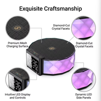 Lampe de table à chargeur rapide sans fil 15W Design moderne écologique avec corps contemporain Base de l'ampoule E14 et fonctionnalité d'horloge