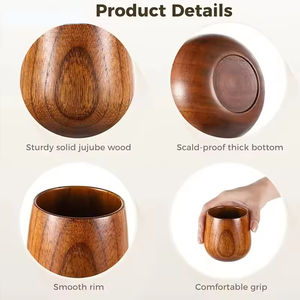 Gobelets en bois faits à la main réutilisables avec logo personnalisé, gobelet en bois naturel vintage, vaisselle écologique, cadeau promotionnel - Product Image 4