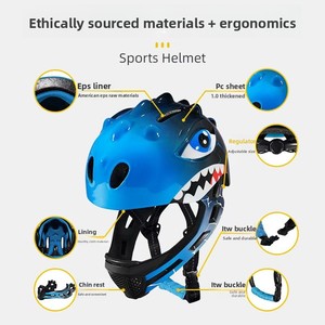 Nuevo Casco de Ciclismo Infantil con Diseño de Dinosaurio de Dibujos Animados, Protección Facial Completa <span class=keywords><strong>para</strong></span> Ciclismo, Patinaje de Velocidad, Patinaje sobre Ruedas y <span class=keywords><strong>Bicicleta</strong></span> de Equilibrio - Product Image 3