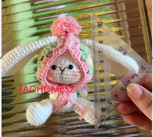 Pendentif Lapin au Crochet Fait Main en Gros d'Usine, Adorable Poupée Animale avec Longues Oreilles Tombantes et Queue en Pompon Fourrure, Cadeau d'Halloween pour Maman - Product Image 6