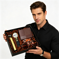 Set Hadiah Mewah Pria Lunaire: Jam Tangan, Dompet, Kacamata Hitam, Gantungan Kunci. Ideal untuk Ulang Tahun, Hari Ayah, Natal & Hari Valentine