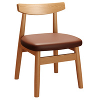 Chaise de salle à manger moderne minimaliste en bois massif avec dossier en cuir, design multifonctionnel décontracté en forme de corne de taureau, mobilier de maison