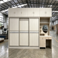 Ensemble de meubles de chambre à coucher sur mesure en MDF avec armoire coulissante, coiffeuse et miroir intégré pour l'Indonésie
