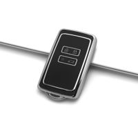 DM Vente flash Housse de clé en TPU à bord argenté compatible avec Renault Clio Espace 5 Master Bus Talisman Megane Porte-clés Accessoires