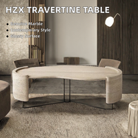 HZX Table à café et à manger en marbre naturel poli personnalisée et écologique Dessus de table rectangulaire de style moderne de Rome pour hôtel
