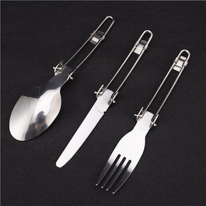 Juego de Utensilios de Cocina Plegables de Acero Inoxidable, Duraderos, para Acampar al Aire Libre, para Picnic, de Tres Piezas, con Cuchillo Plegable - Product Image 3