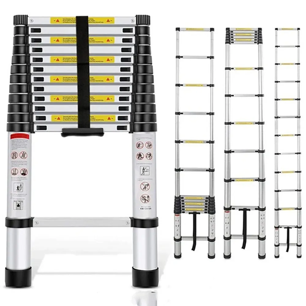 Thickened Telescopic Ladder 2.0/2.6/2.2/3.8m Portable Aluminum Alloy Engineering Ladder Outdoor Lifting Ladder