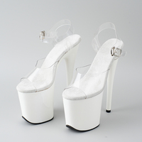 Sandales à plateforme pour femmes, talons aiguilles super hauts de 8 pouces, chaussures de pole dance, talons aiguilles en PVC, semelle antidérapante