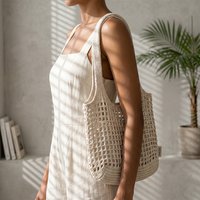 Sac fourre-tout en crochet à fond solide de qualité supérieure avec poignée renforcée, sac en maille tricotée robuste pour une utilisation quotidienne esthétique et un logo personnalisé