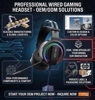 Casque de jeu circum-auriculaire avec contrôle tactile, éclairage LED RGB, construction en métal et cuir, autonomie de 20 heures, cordon de 2 m, micro USB