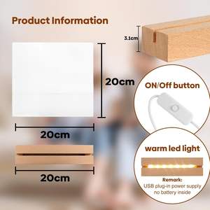 Base de cadre photo en verre trempé LED personnalisée, vente en gros d'usine, pour sublimation, décoration intérieure, tailles 6x6 pouces et 6x8 pouces - Product Image 2