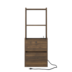 Modern Nightstands Set Of 2 <b>With</b> Bookshelf And Charging Station Bedside <b>Storage</b> <b>Drawer</b> Unit - Product Image 3