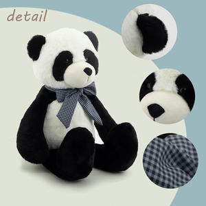 8644 Peluche <span class=keywords><strong>de</strong></span> Panda Negro <span class=keywords><strong>de</strong></span> 12 Pulgadas, Suave y Abrazable, con Lazo a Cuadros, Regalos para Niños para Cumpleaños y Navidad - Product Image 4