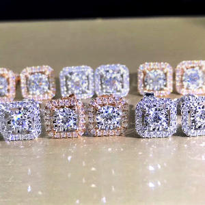 Boucles d'oreilles en or rose E950 avec diamants ronds taille brillant, couleur G, diamants naturels, classiques pour femmes, à porter au quotidien - Product Image 3