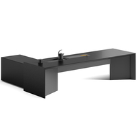 Ensemble de table à thé chinoise au design moderne, en bois, nouveau style, mobilier de bureau commercial, table longue à grands panneaux, nouvelle conception de table à thé