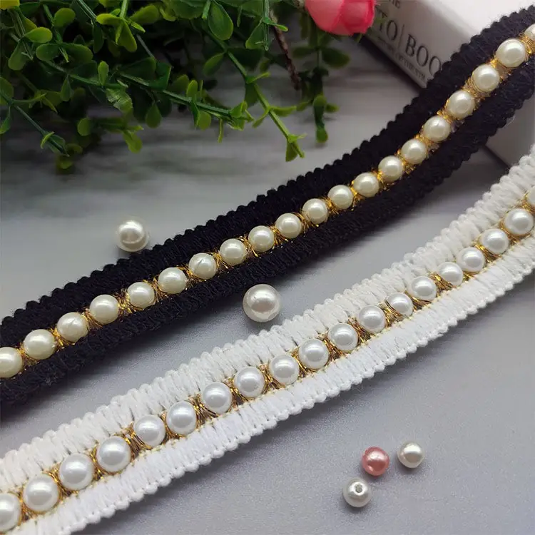 Paris pearl and gold thread lace ribbon women's wedding dress lace accessories