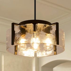 Lustre moderne de style farmhouse à 4 lumières noires pour salle à manger, <span class=keywords><strong>luminaire</strong></span> <span class=keywords><strong>suspendu</strong></span> en verre martelé, décoration de luxe, <span class=keywords><strong>luminaire</strong></span> pour <span class=keywords><strong>îlot</strong></span> de <span class=keywords><strong>cuisine</strong></span> - Product Image 1