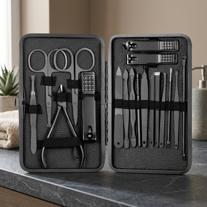 Kit de manucure en acier inoxydable avec étui, ensemble de manucure portable, style classique pour adultes, 10 en 1 - Product Image 4