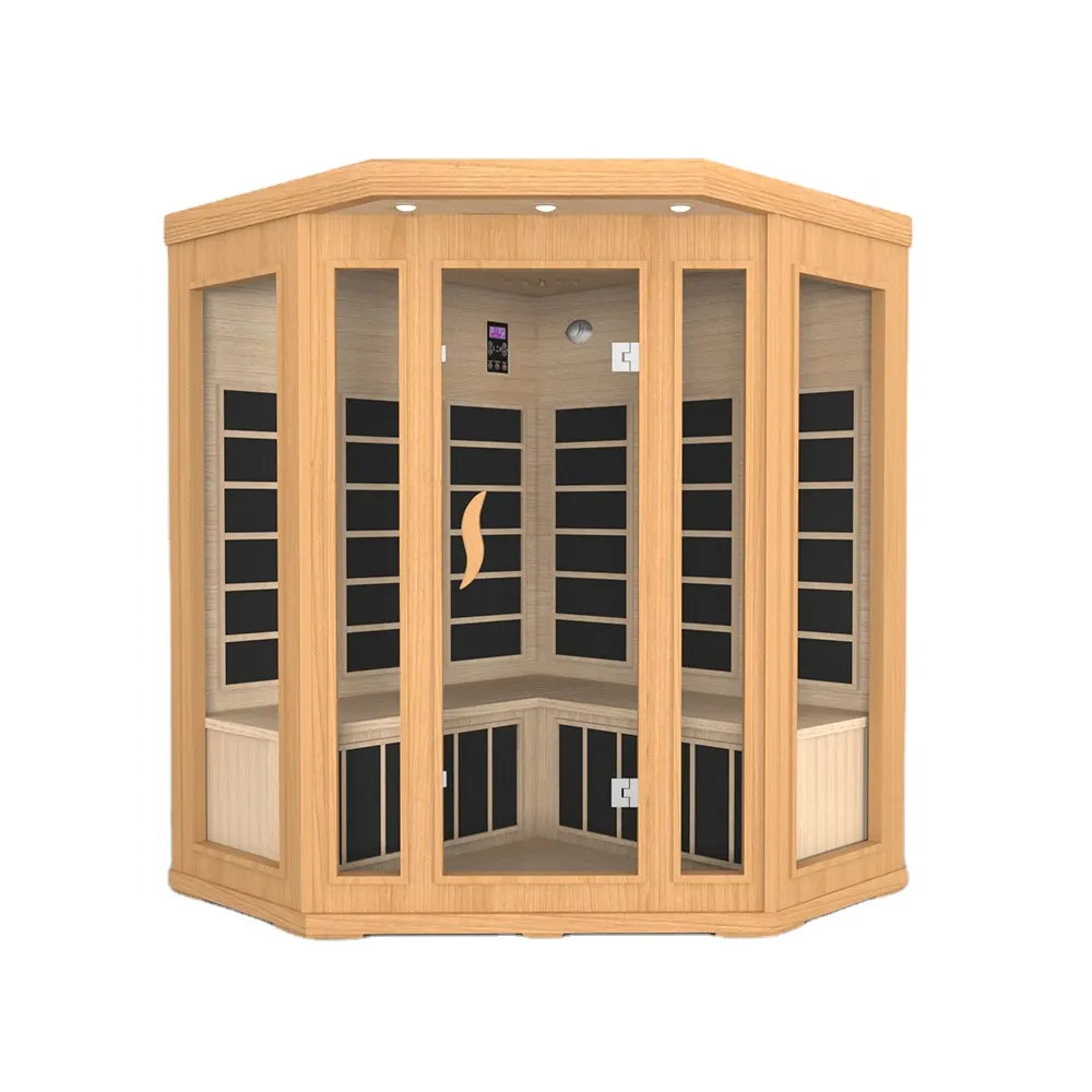 Smartmak özel kabul edilebilir ev büyük boy ahşap köşe kızılötesi Sauna odaları için 3 ~ 5 kişi