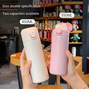 Bouteille isotherme en acier inoxydable 304 écologique avec paille, grande capacité, couvercle à ressort, pour enfants, design attrayant, pour eau froide, 6-12 ans - Product Image 2