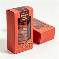 Scatola Rettangolare per Biscotti con Doppio Chiusura a Incastro, Logo Personalizzato, Finestra Trasparente, Contenitore in Cartone per Alimenti, Imballaggio Riciclabile per Snack
