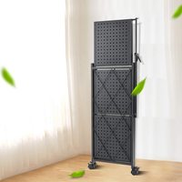 Chariot de rangement pliable à 3/4/5 niveaux, étagères organisatrices en fil métallique, petit chariot portable pré-assemblé avec roulettes