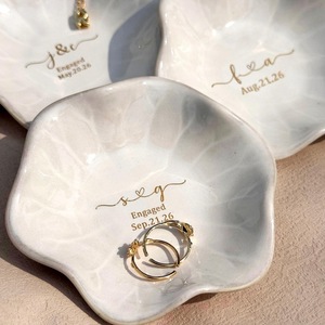 Personalized Custom Ceramic <b>Ring</b> Tray Engraved <b>Name</b> & Date Couple Souvenir Memorial Jewelry Storage Dish for Wedding Gift - Product Image 6