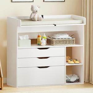 Lussuosa Comò Bianca per Cameretta con 3 Cassetti e Funzione Cambio Pannolini - Product Image 1