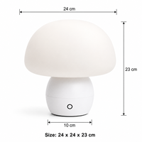 Lampe de table champignon minimaliste sans fil rechargeable à lumière chaude, LED tactile à intensité variable pour chambre et salon
