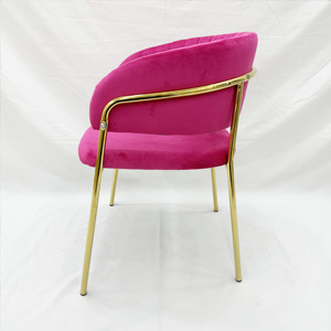 Ensemble <span class=keywords><strong>de</strong></span> chaises <span class=keywords><strong>de</strong></span> salle à manger en <span class=keywords><strong>velours</strong></span> minimaliste italien, tabourets décontractés pour salon <span class=keywords><strong>de</strong></span> thé, chaise <span class=keywords><strong>de</strong></span> salle à manger avec accoudoirs et pieds en métal doré - Product Image 5