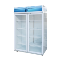 Vitrine réfrigérée commerciale à double porte avec refroidissement direct par air, capacité de 829 L, 8 étagères réglables, marque Richall