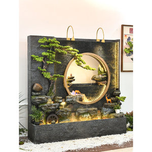 Fuente de Pared LED de Resina Sintética con Cascada de Agua, Adorno de Rocalla, Hecho a Mano, Agua Corriente, Grande y Sencillo - Product Image 3