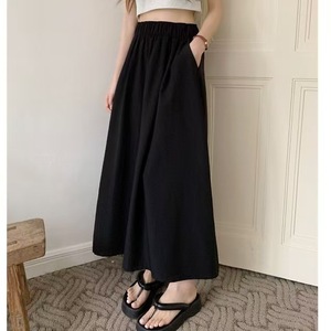 กระโปรงทรงเอไลน์เอวสูงมีจีบสำหรับผู้หญิงใหม่ฤดูร้อนกระโปรงยาวแบบผ่าครึ่งกระโปรงยาวแบบลำลอง - Product Image 5