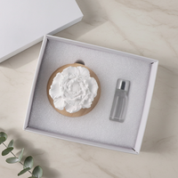 Diffuseur d'huiles essentielles en porcelaine fait main sur base en bois, parfum d'ambiance pour la maison, diffuseur d'arômes en céramique, assainisseur d'air en plâtre parfumé