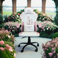 Chaise d'ordinateur ergonomique de jeu mignon rose avec repose-pieds inclinable chaise de jeu pour fille ado enfants
