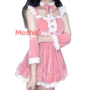 ชุดคริสต์มาสสีแดงสำหรับผู้หญิง MS ชุดสาวใช้โลลิต้าโพลีเอสเตอร์สไตล์เจ้าหญิงน่ารักเหมาะสำหรับเวทีเต้นรำในไนท์คลับในวันหยุด - Product Image 6